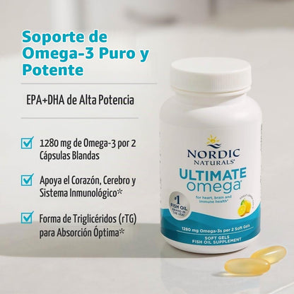 Nordic Naturals Ultimate Omega, 1280 mg Omega-3 Fish Oil, Lemon