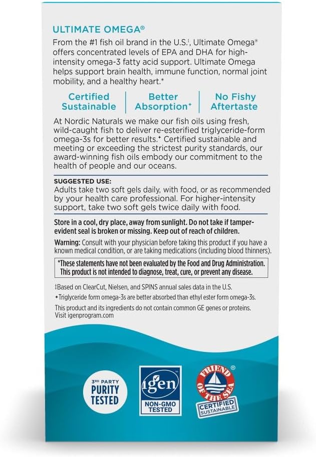 Nordic Naturals Ultimate Omega, 1280 mg Omega-3 Fish Oil, Lemon